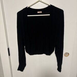 Frenzy Black Cropped Open Cardigan Size Large Minimalist Layering